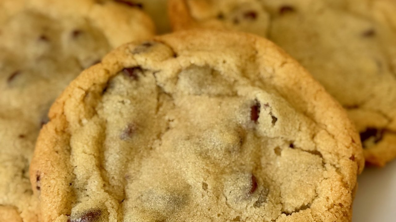 Chocolate chip cookies, thick and soft