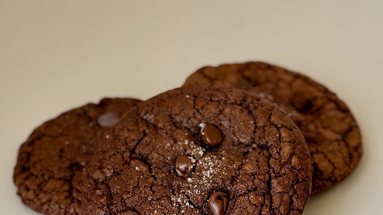 Double chocolate cookies with a crackled top